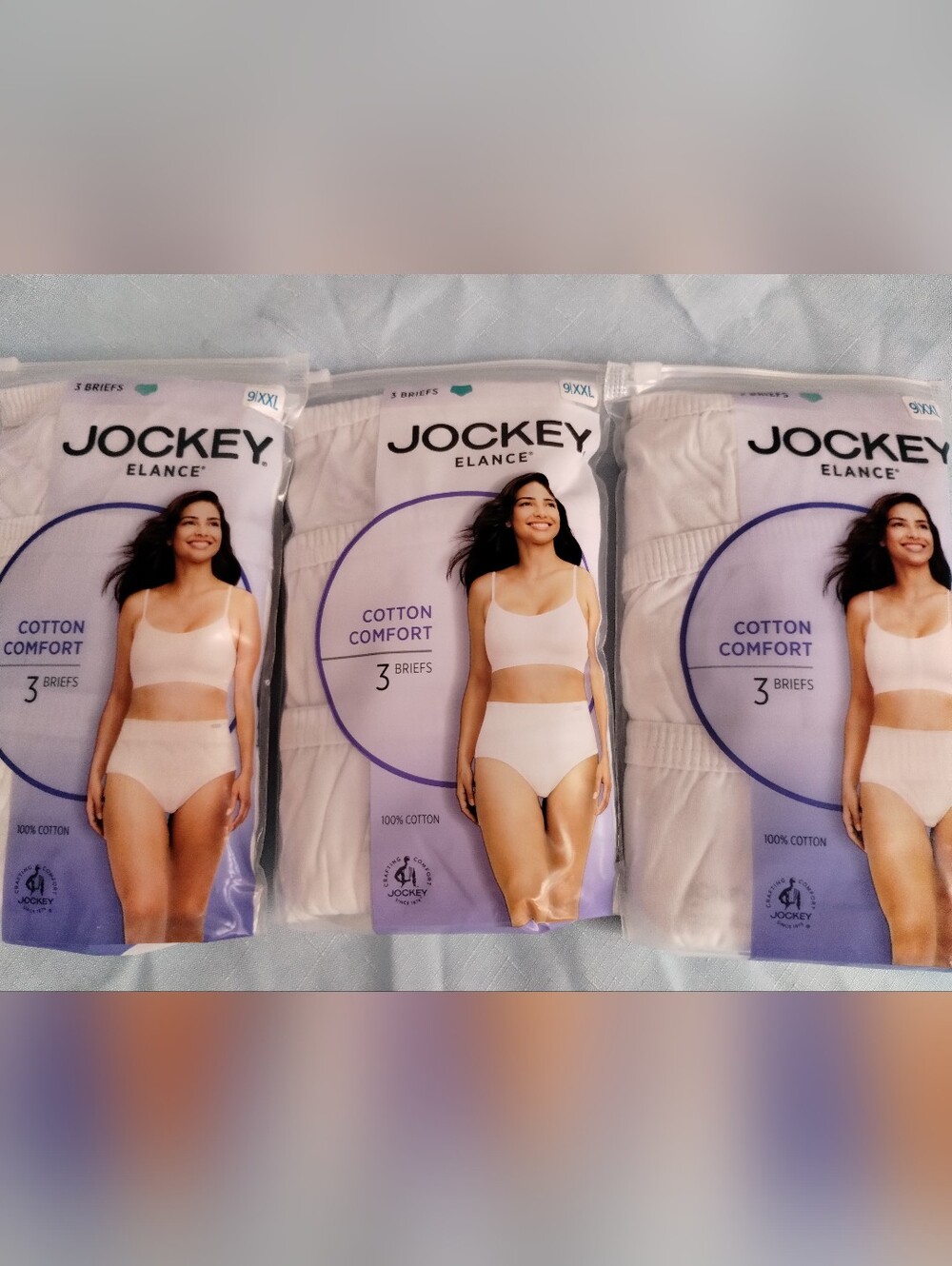 3 - Jockey Elance White Cotton Briefs 3-Packs Size 9/XXL New Unopened
